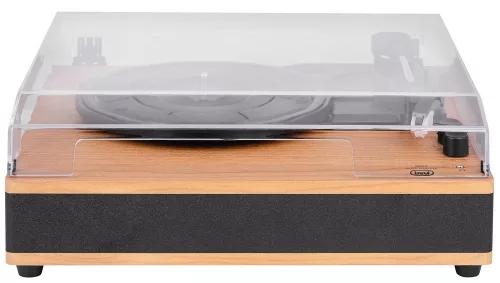 Trevi VT 1025BT lemezjátszó vezeték nélküli rendszerrel, 33/45/78 RPM, fa burkolat, beépített hangszórók