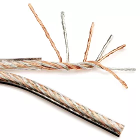   Connection FT-214.2 hangszórókábel 14AWG (2x1,78 mm²) átlátszó, fekete csíkos borítással, többszörösen csavart
