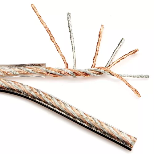 Connection FT-214.2 hangszórókábel 14AWG (2x1,78 mm²) átlátszó, fekete csíkos borítással, többszörösen csavart