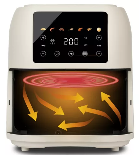 Girmi FG92 forrólevegős sütő 8 literes, digitális kijelzővel, 7 programmal, 1700W, homok-bész színben, Incanto sorozat