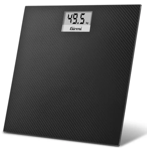 Girmi BP27 személymérleg digitális, LCD kijelzővel, 150 kg maximális terhelhetőség, 3D karbon hatású üveg platform