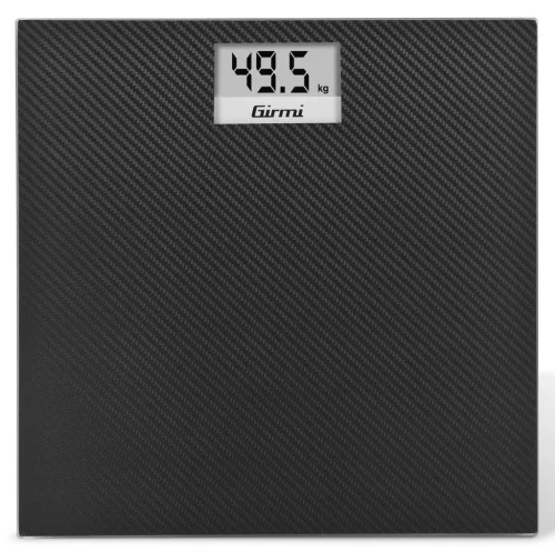 Girmi BP27 személymérleg digitális, LCD kijelzővel, 150 kg maximális terhelhetőség, 3D karbon hatású üveg platform