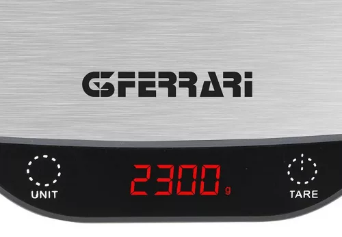 G3 Ferrari G20096 digitális konyhai mérleg 15 kg kapacitással, inox felülettel