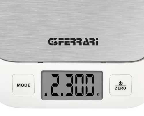 G3 Ferrari G20168 konyhai mérleg fehér, rozsdamentes acél felülettel, nagy kijelzővel
