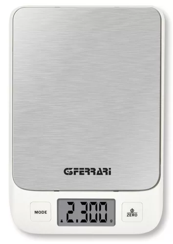G3 Ferrari G20168 konyhai mérleg fehér, rozsdamentes acél felülettel, nagy kijelzővel