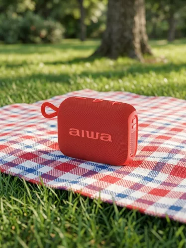 Aiwa BS-210RD Bluetooth hangszóró 6W TWS funkcióval, IPX6, USB MP3, piros, hordozható