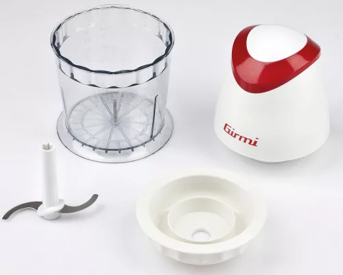 Girmi TR01 fehér-piros aprító 350 W, 500 ml tartály, rozsdamentes acél penge, biztonsági zár