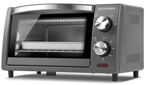 G3 Ferrari G10169 elektromos sütő kompakt kivitelben, 100–230°C, 60 perces időzítő, ezüst szín