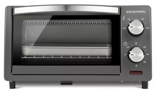 G3 Ferrari G10169 elektromos sütő kompakt kivitelben, 100–230°C, 60 perces időzítő, ezüst szín