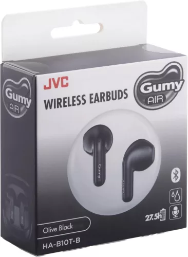 JVC HA-B10TB true wireless Bluetooth fülhallgató 13 mm, BT 5.4, IPX4, akár 27,5 óra Olive Black szín