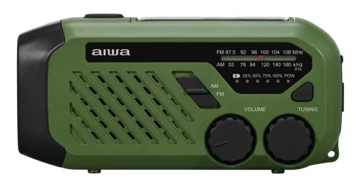 Aiwa R-99EM hordozható vészhelyzeti rádió AM/FM, napelem+dínamó+USB-C, 2000 mAh, IPX4