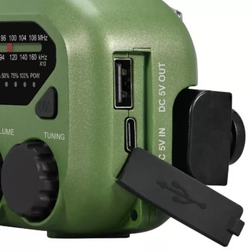 Aiwa R-99EM hordozható vészhelyzeti rádió AM/FM, napelem+dínamó+USB-C, 2000 mAh, IPX4