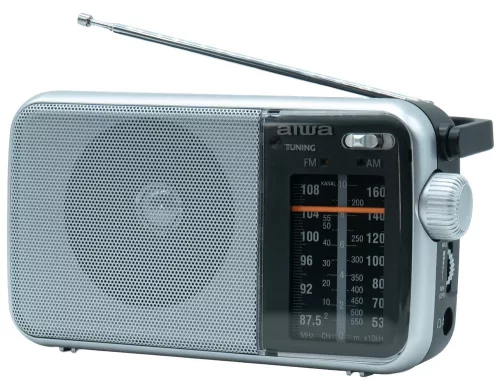 Aiwa R-290SL hordozható FM/AM rádió analóg hangolóval, hangolásjelzővel, AC/DC tápellátással, ezüst színben