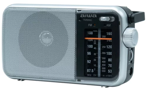 Aiwa R-290SL hordozható FM/AM rádió analóg hangolóval, hangolásjelzővel, AC/DC tápellátással, ezüst színben