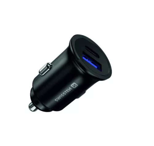 USB adapter 1x + USB-C Quick Charge 36W (fém, fekete)