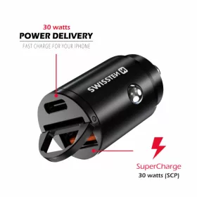   USB adapter 1x + USB-C (Power Delivery, Super Charge, 30W, fekete)