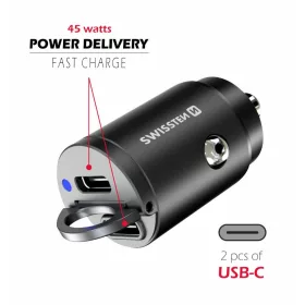 USB-C adapter 2x (Power Delivery 45W, fekete)