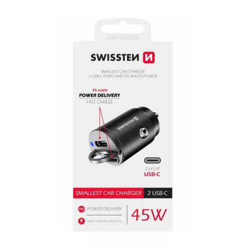 USB-C adapter 2x (Power Delivery 45W, fekete)