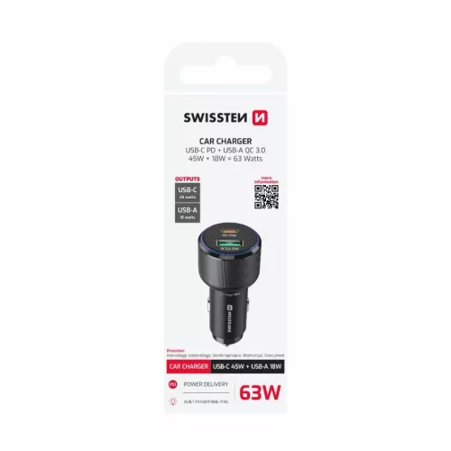 USB adaptér 1x + 1x USB-C (63W)