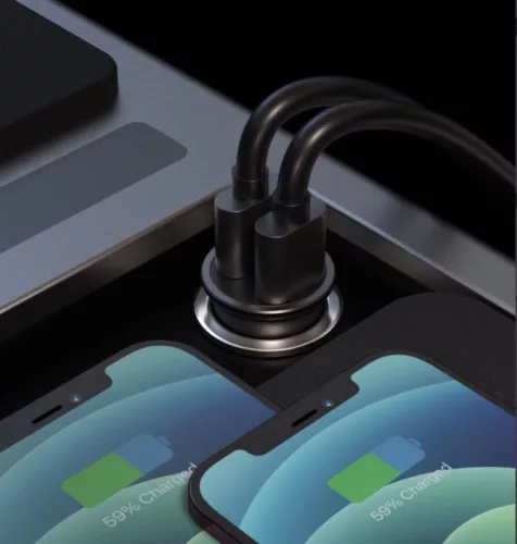 USB adapter 2x (fém, fekete)