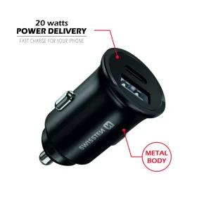 USB adapter 1x + USB-C (Power Delivery 20W, fekete)
