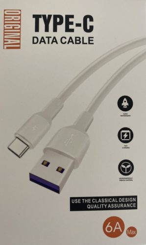 USB-C kábel 6A gyorstöltő, 1 m hosszú - PDA-KE 23211