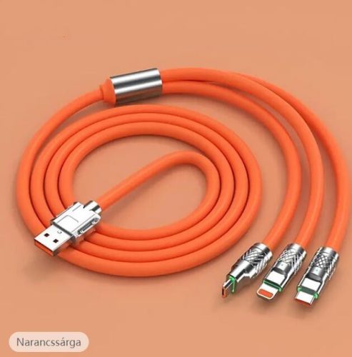 3 az 1-ben szilikon gyorstöltő adatkábel - 6A 12-24V 12OW