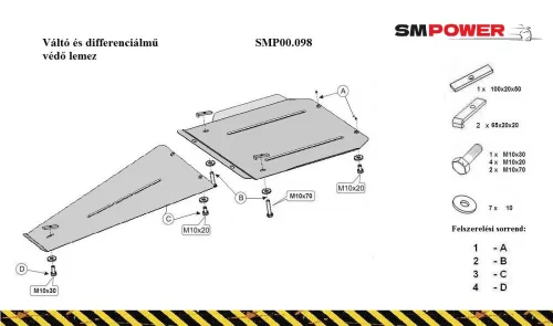 Mitsubishi L200, 1998-2007 - Váltó és differenciálmű védő - SMP00.098K