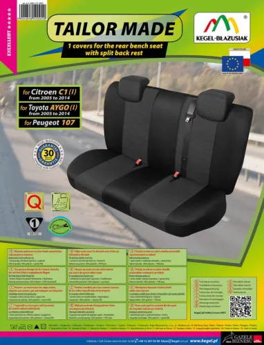 Pontos autóüléshuzatok Peugeot 108 2014-2021 (hátsó)