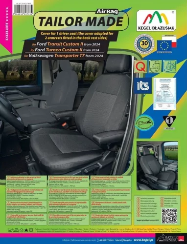 Pontos autóüléshuzatok Ford Tourneo Custom 2024- (vezető)