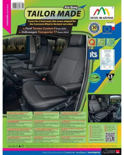 Pontos autóüléshuzatok VW Transporter T7 2024- (1+1)