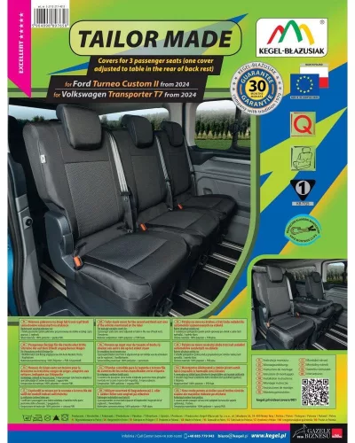 Pontos autóüléshuzatok VW Transporter T7 2024- (1+1+1, 2. és 3. sor)