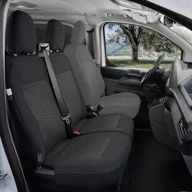   Přesné autopotahy Ford Transit Custom 2024- (dvojité sedadlo spolujezdce, bez stolku)