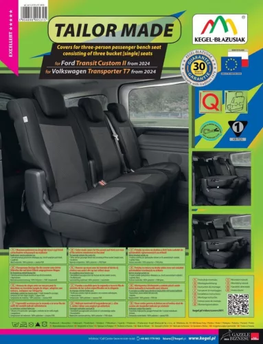 Pontos autóüléshuzatok VW Transporter T7 2024- (1+1+1, 2. sor)