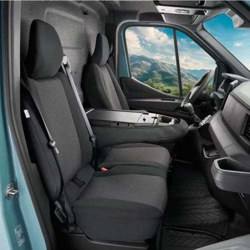 Přesné autopotahy Nissan Interstar 2025- (dvojité sedadlo spolujezdce se stolkem)