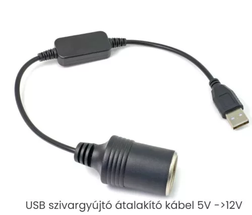 USB-port 12V autós szivargyújtó aljzathoz, átalakító adapter kábel