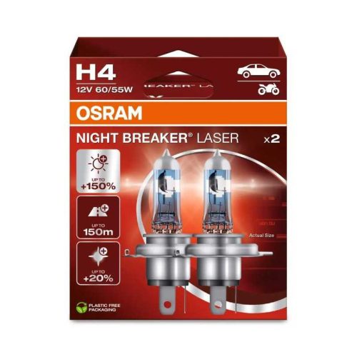 Autóizzók H4, 12V, 60/55W, Night Breaker Laser (2 db)
