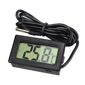   Elektronikus hőmérő LCD kijelzővel, 1 m-es szonda, 48 x 28 x 15 mm, Fekete