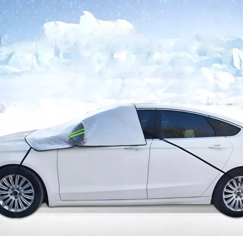 3 Rétegű mágneses szélvédő takaró – Thermo védelem, visszapillantóra is, fényvisszaverő csíkkal, 10db mágnessel