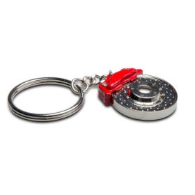 Féktárcsa alakú kulcstartó féknyereggel - piros