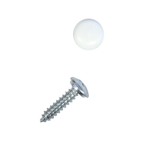 Rendszámtábla csavar műanyag fedéllel (fehér)