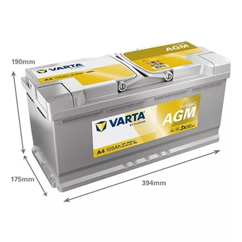 Varta Dynamic AGM autóakkumulátor 105Ah, 12V, 950A, A4