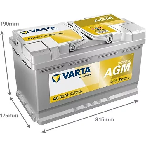 Autóakkumulátor Varta Dynamic AGM 80Ah, 12V, 800A, A6