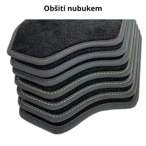 Textilní autokoberce Omoda 5 2022- (černé, černý nubuk, černá nit)