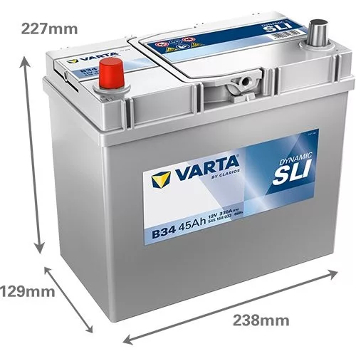 Autóakkumulátor Varta Blue Dynamic 45Ah, 12V, 330A, B34