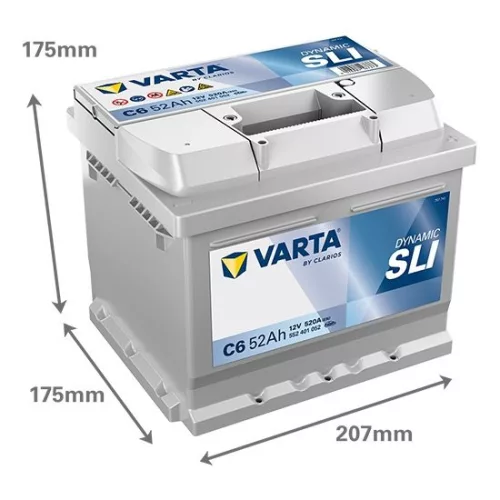Autóakkumulátor Varta Silver Dynamic 52Ah, 12V, 520A, C6