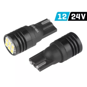   W5W (T10) SMD Ultra fényes LED izzó - fehér - pár - 12/24V
