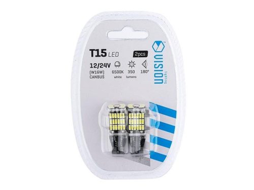 Izzó, W16W, T15, 12/24V, 45x4014 SMD LED, CANBUS, polaritásfüggetlen, fehér (KC)