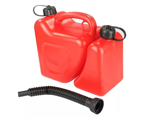 Két kamrás piros kanna, 5+2 liter kiöntővel