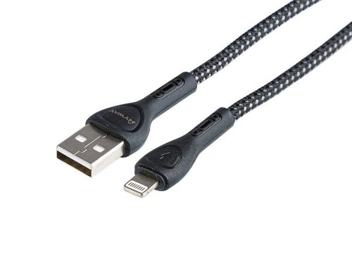 MYWAY USB töltő és szinkronkábel, mikroszálas, világítással, 200cm, iPhone, iPad, iPod